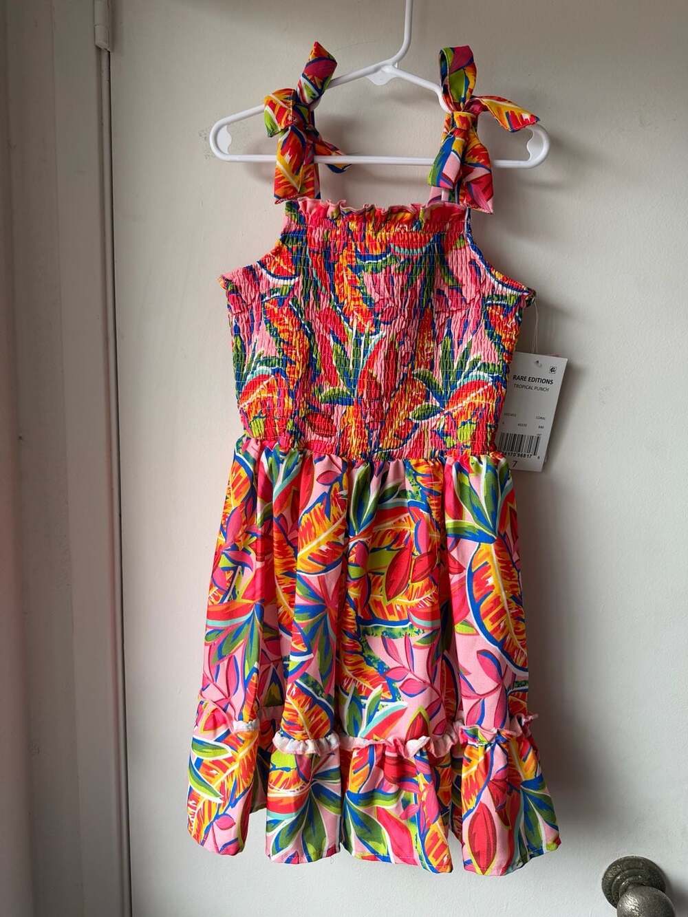 Rare Editions Tropical Punch Smocked Dress Size 7